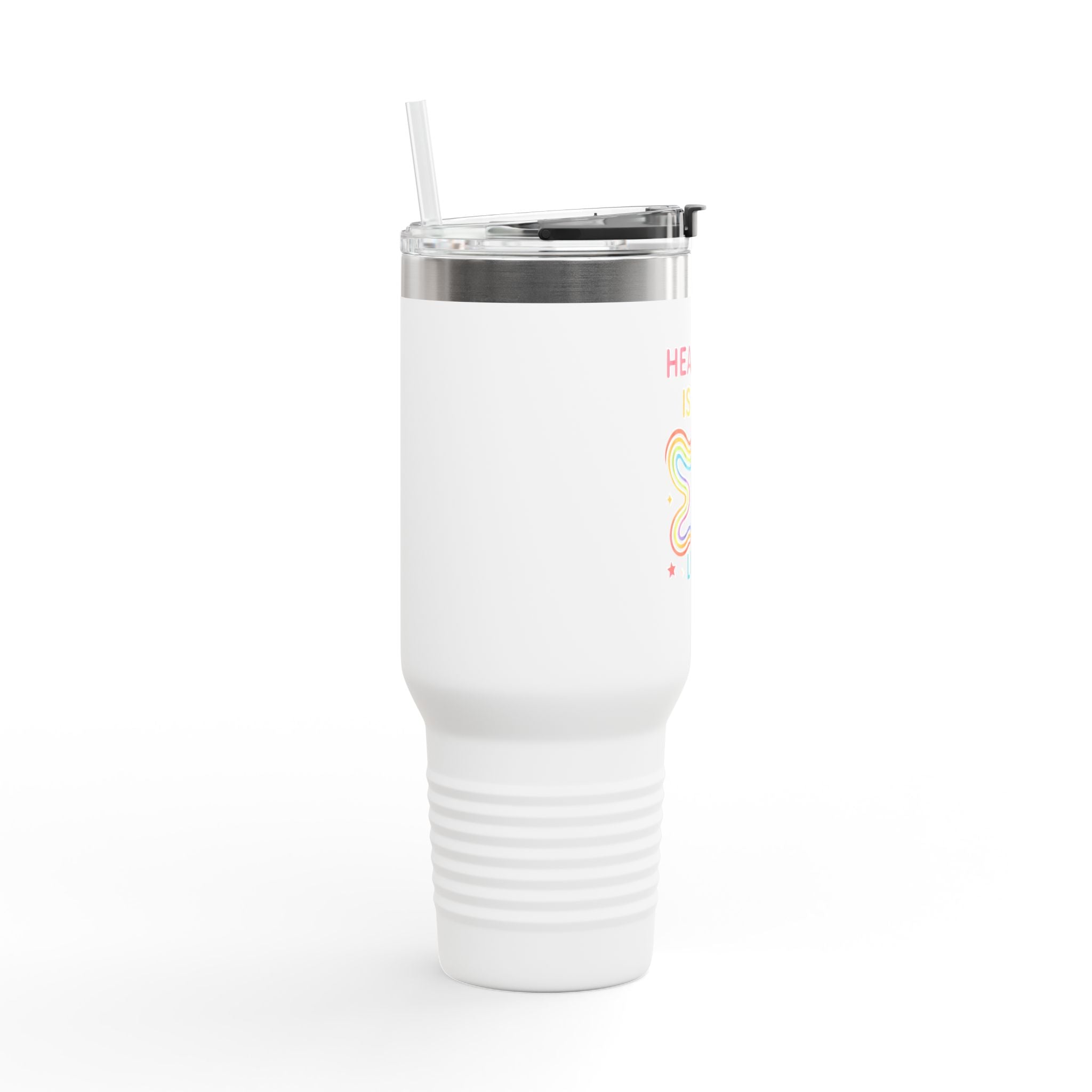 Healing Is Not Linear Insulated Travel Mug | 40oz | Motivational Coffee Cup, Wellness Beverages, Rainbows Gift, Supportive Mug, Self-Care