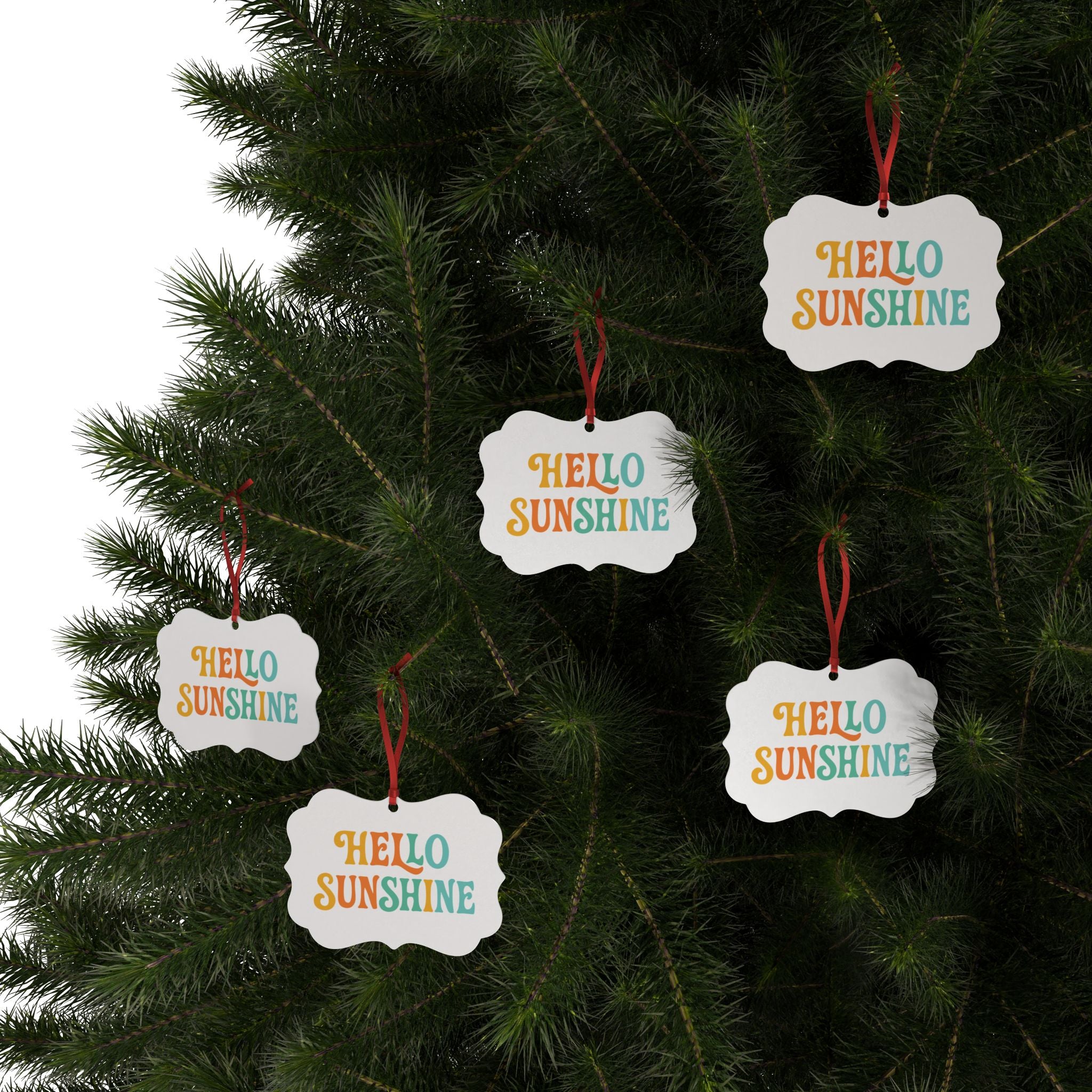 Colorful Aluminum Ornaments - "Hello Sunshine" Design - Perfect for Holidays & Celebrations