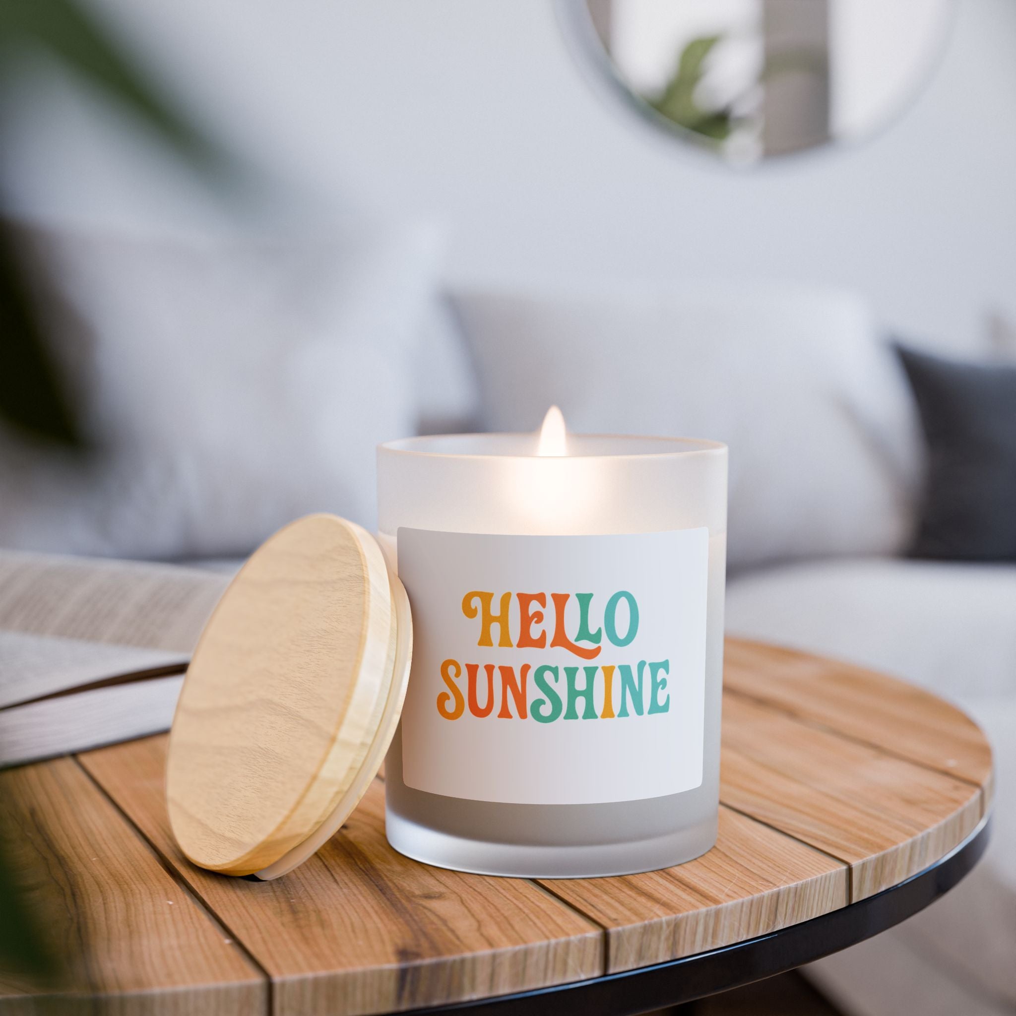 Hello Sunshine Candle - 11oz Frosted Glass Aromatherapy Candle