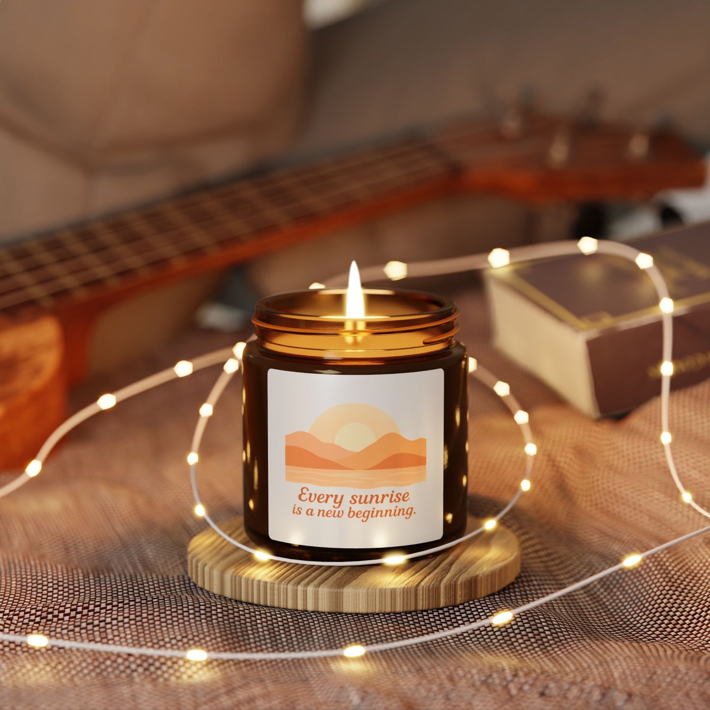 Sunrise Soy Candle — "Every sunrise is a new beginning" Amber Jar