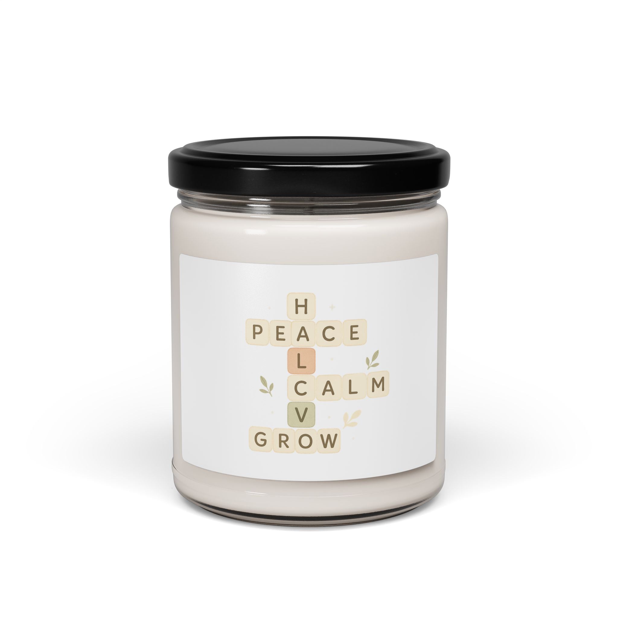 Soy Candle — Calm, Peace & Grow Scented Jar (9 oz)