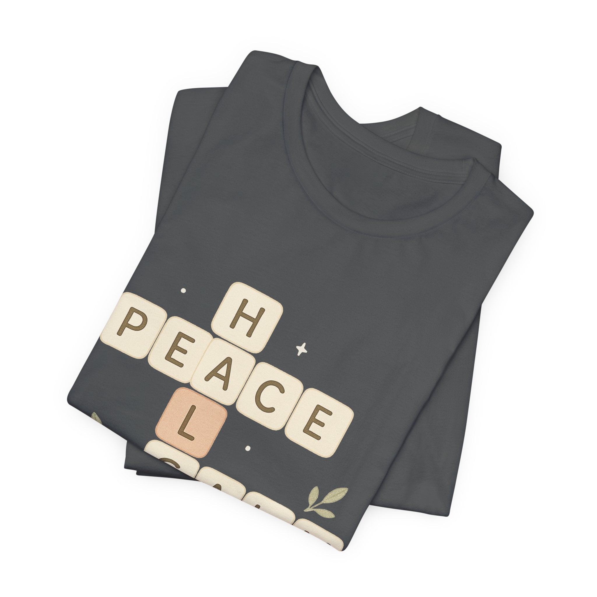 Peace Calm Grow Crossword Tee – Inspirational Word Puzzle T-Shirt