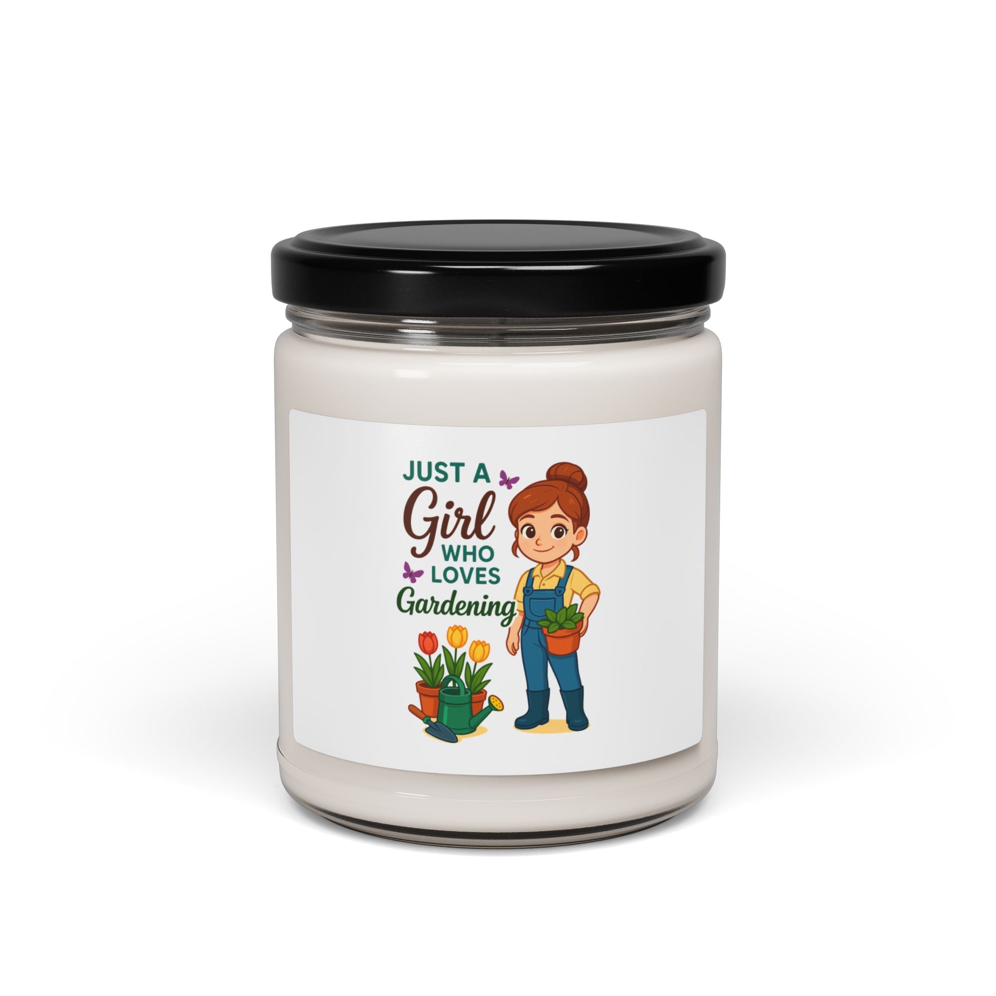 Gardening Girl Soy Candle — "Just a Girl Who Loves Gardening" 9oz Scented Jar