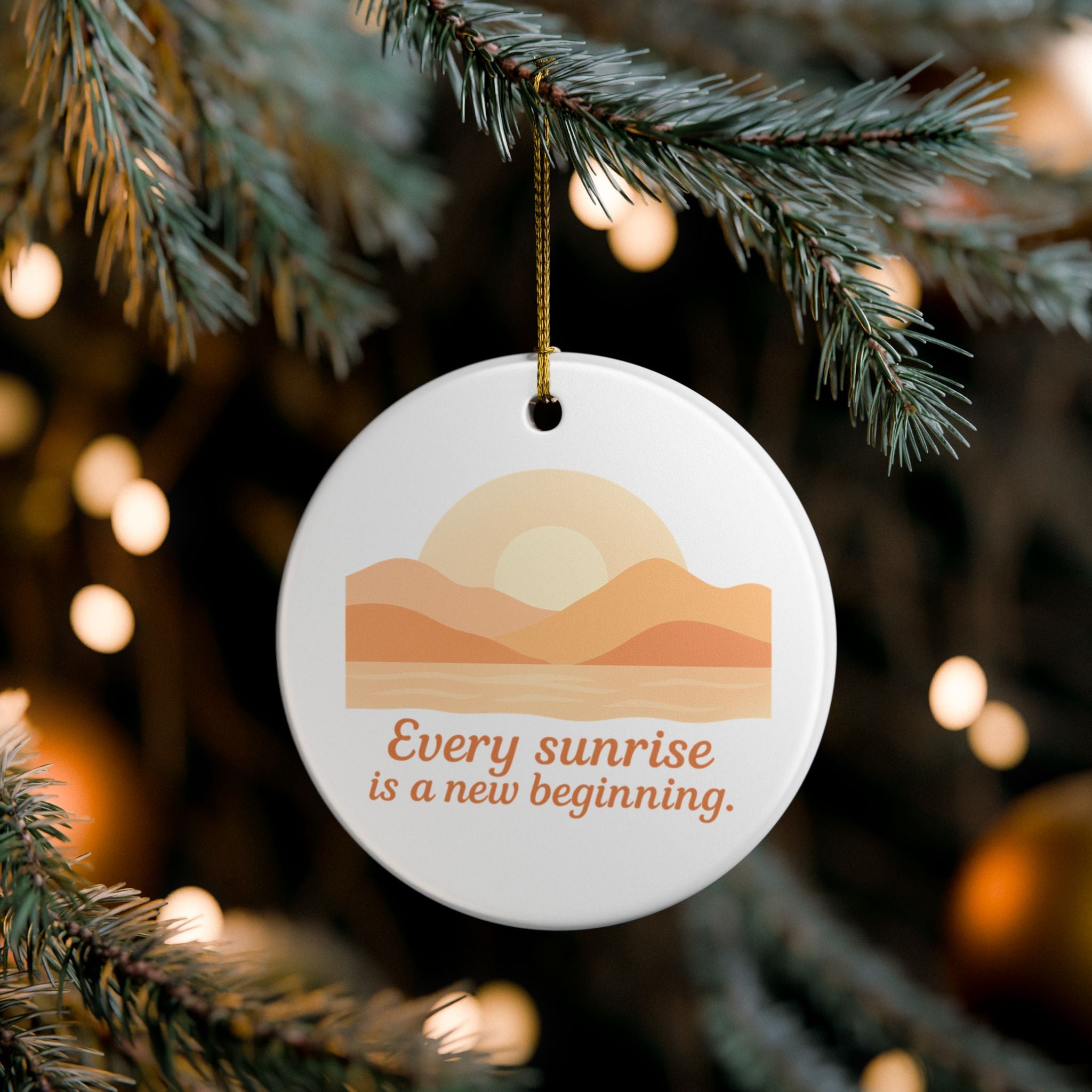 Ceramic Ornament – 'Every Sunrise Is a New Beginning' Inspirational Hanging Decoration