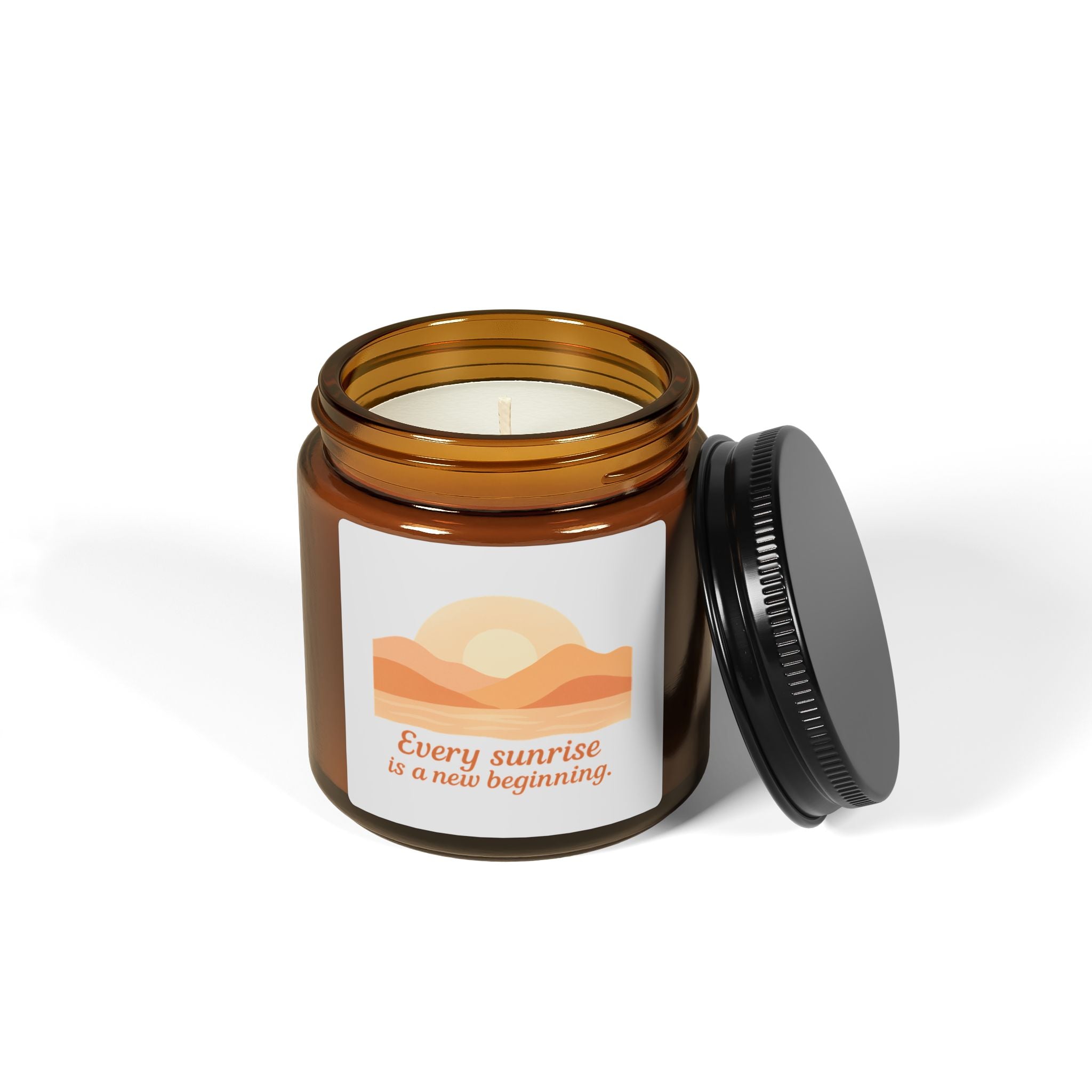 Sunrise Soy Candle — "Every sunrise is a new beginning" Amber Jar