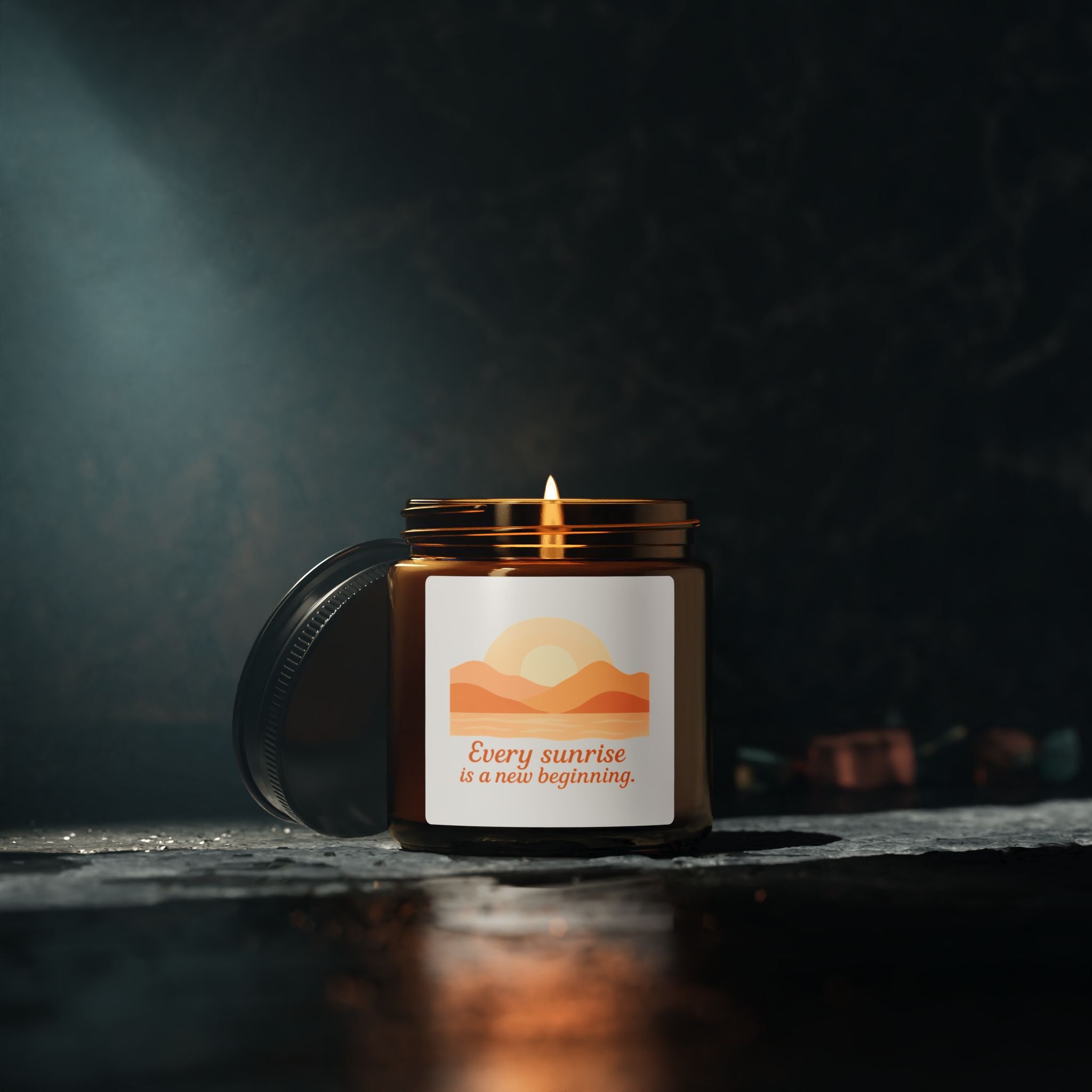 Sunrise Soy Candle — "Every sunrise is a new beginning" Amber Jar
