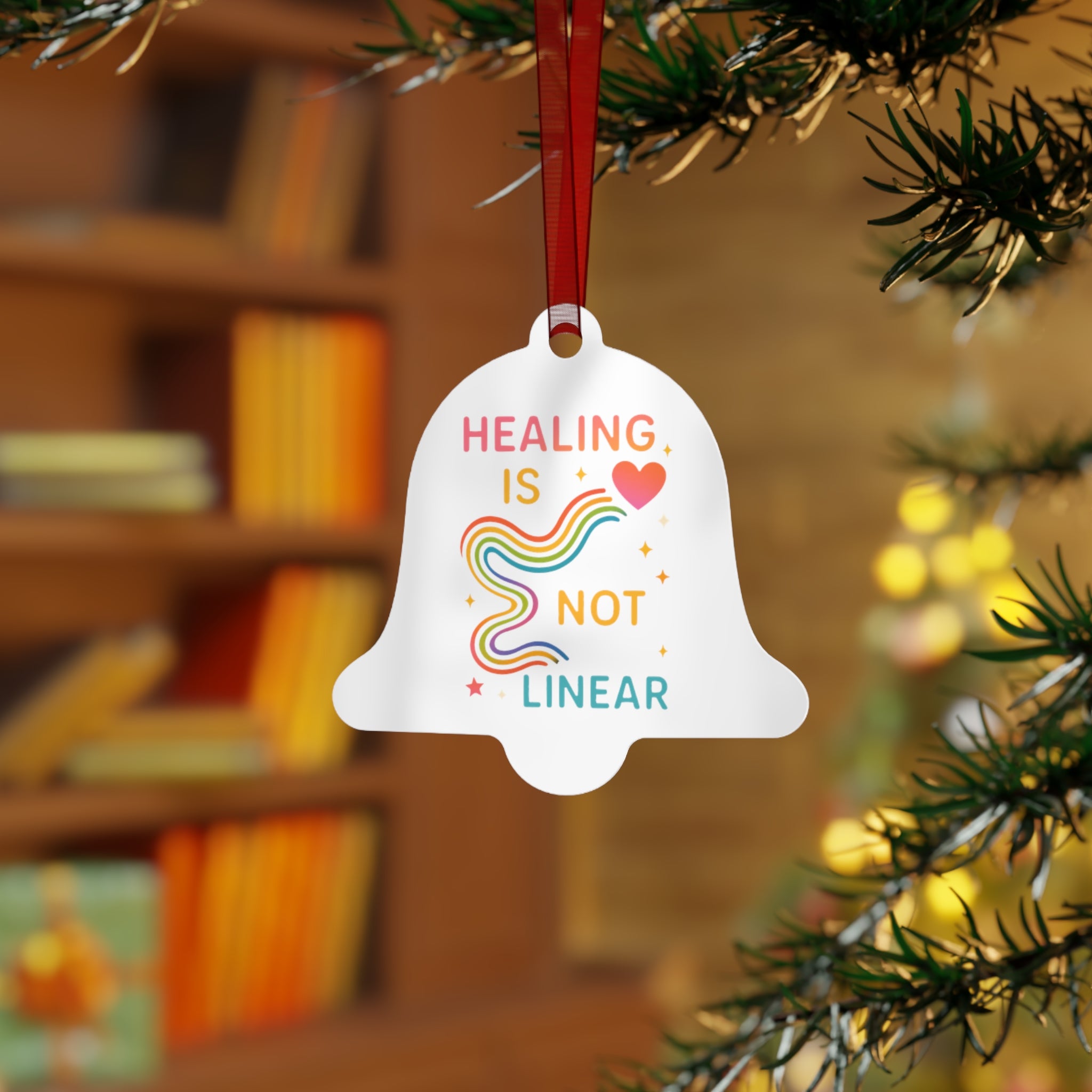 Colorful Healing Metal Ornaments | Holiday Decor, Gift, Keepsake, Rainbow Bell, Healing Reminder