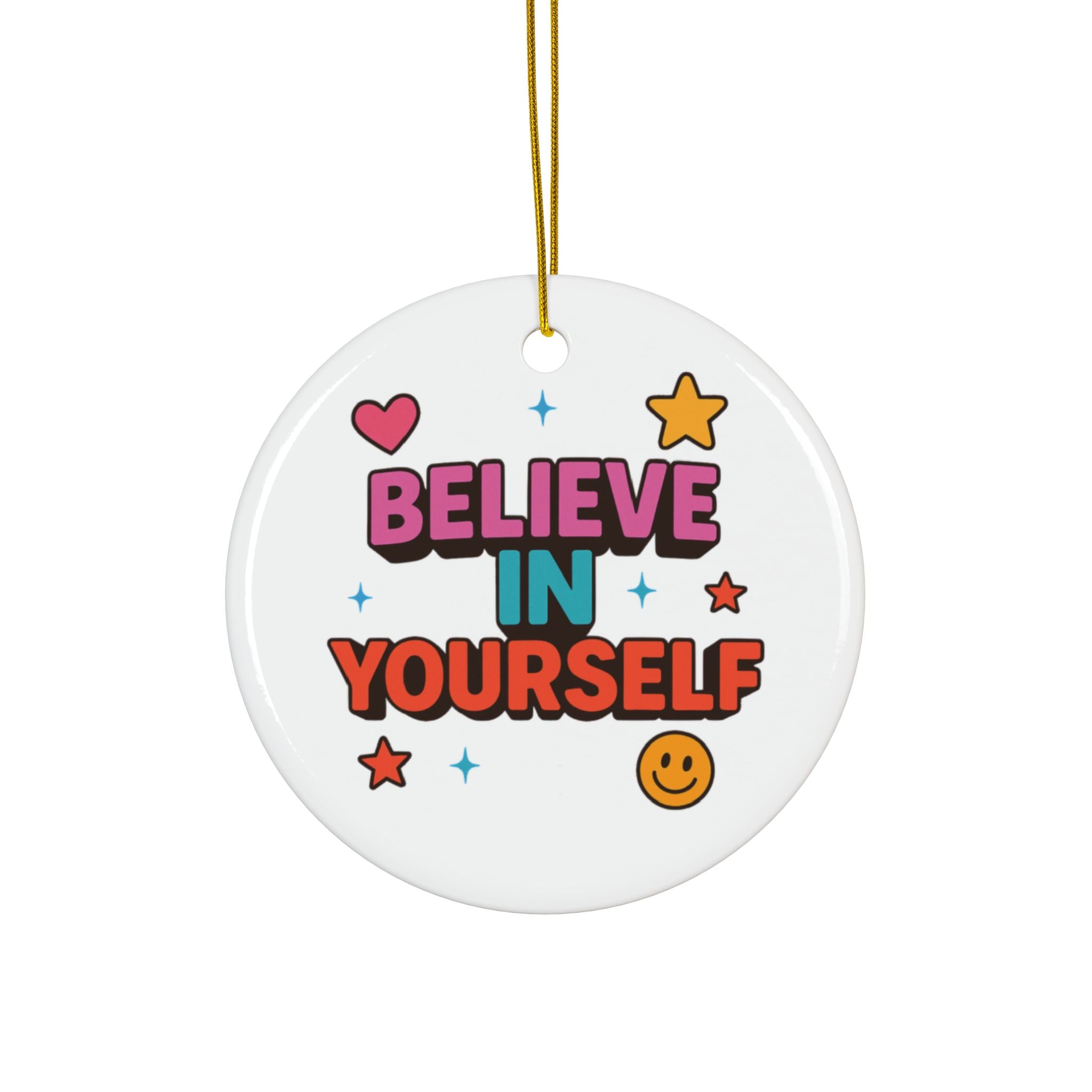 Positive Vibe Ceramic Ornaments, Motivational Decor for Christmas, Gifts for Friends, Home Decor, Circle Ornaments