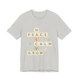 Peace Calm Grow Crossword Tee – Inspirational Word Puzzle T-Shirt