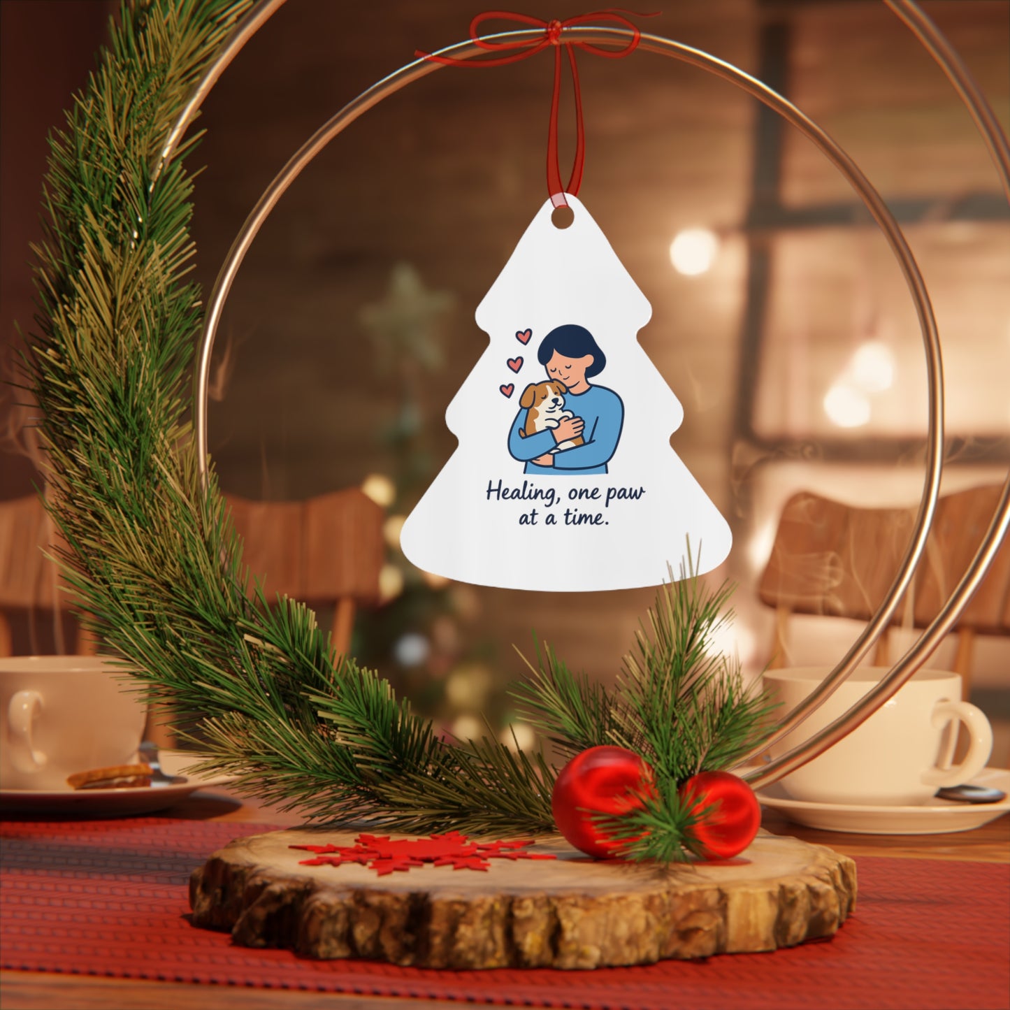 Healing Paw Metal Ornament