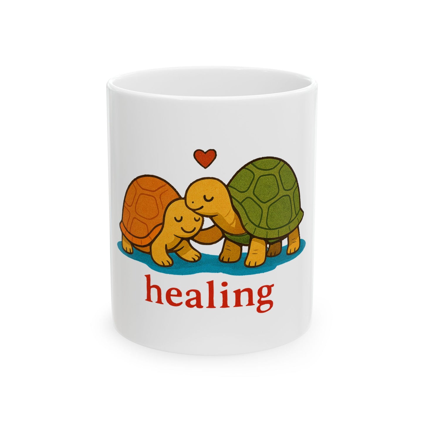 Healing Turtles Ceramic Mug, Cute Turtle Love Cup For Comfort, Gift for Friends, Inspirational Drinkware, Turtle Art