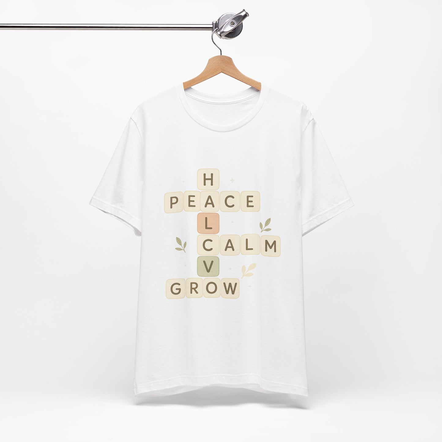 Peace Calm Grow Crossword Tee – Inspirational Word Puzzle T-Shirt