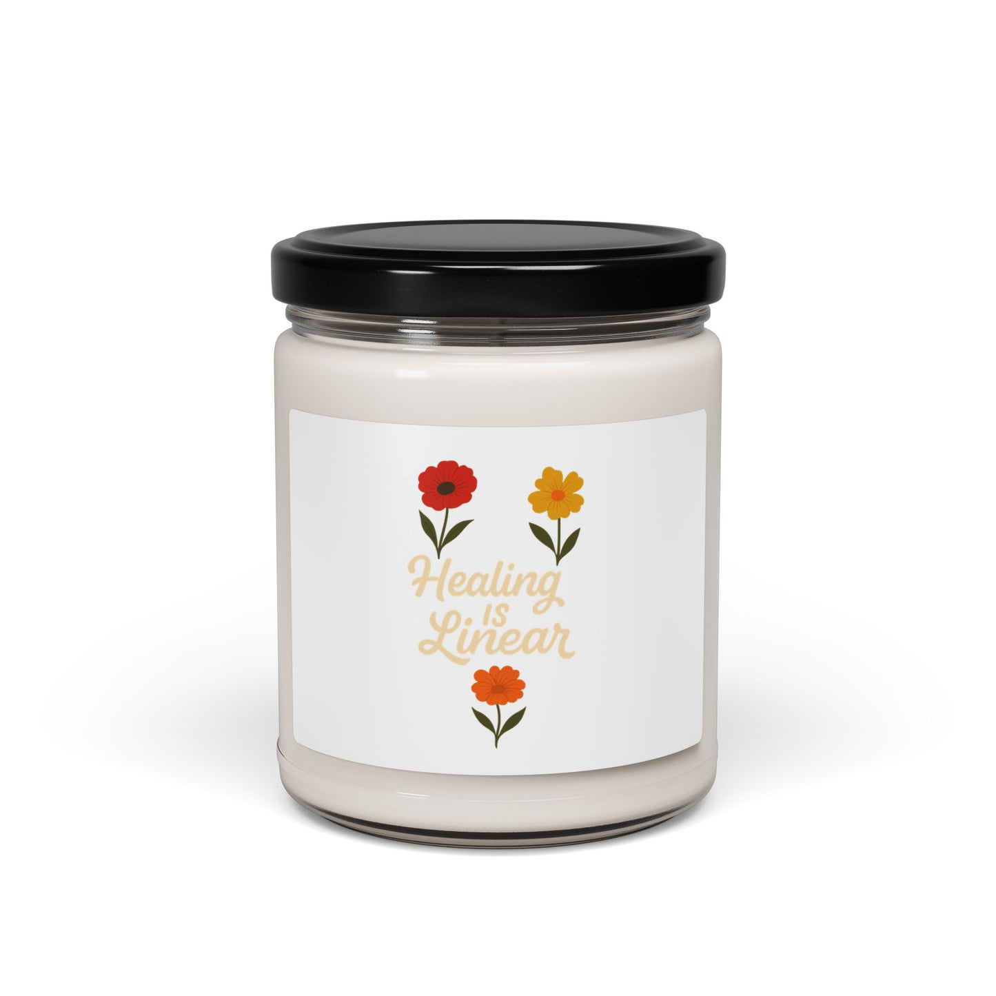Healing is Linear Scented Soy Candle - 9oz Floral Aroma for Relaxation and Self-Care