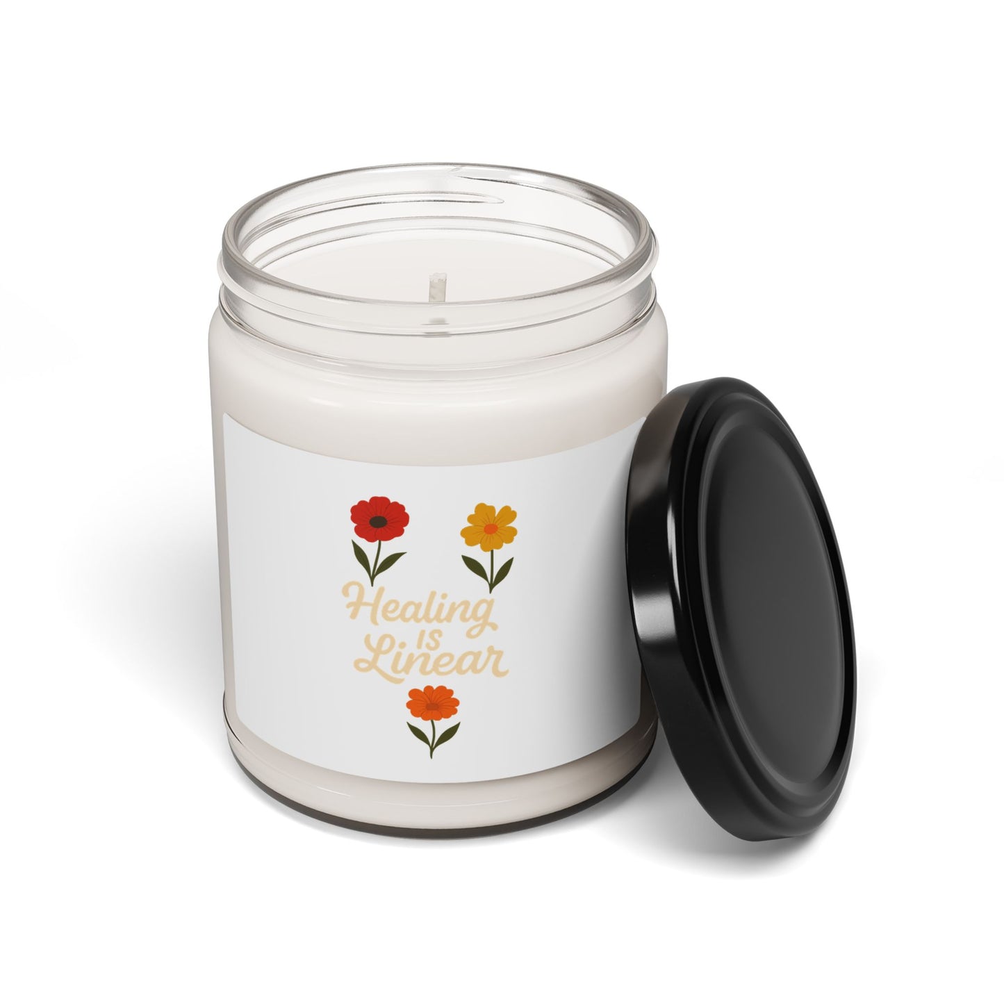 Healing is Linear Scented Soy Candle - 9oz Floral Aroma for Relaxation and Self-Care