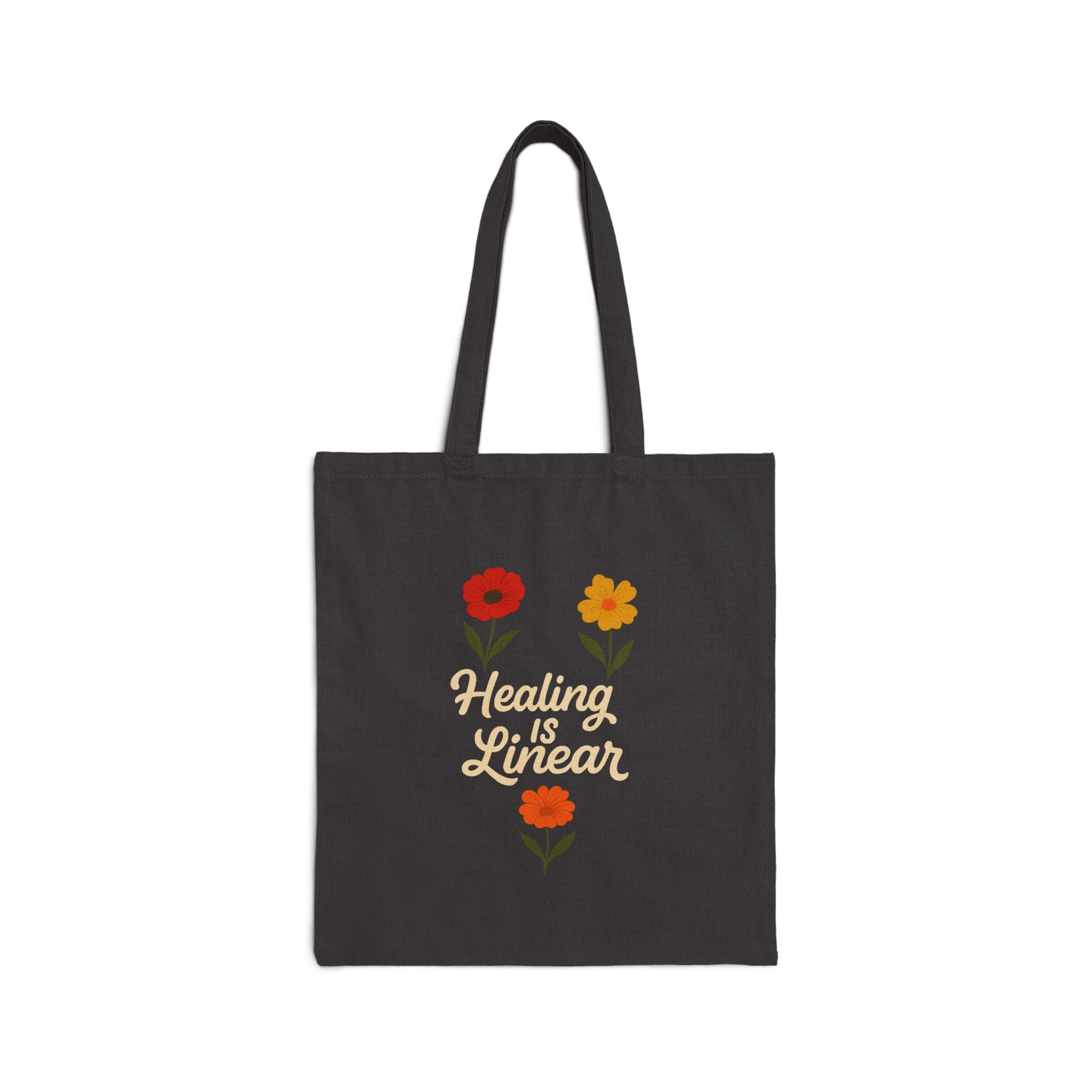 Healing is Linear Cotton Canvas Tote Bag - Eco-Friendly Reusable Shopping Bag