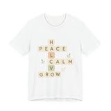 Peace Calm Grow Crossword Tee – Inspirational Word Puzzle T-Shirt