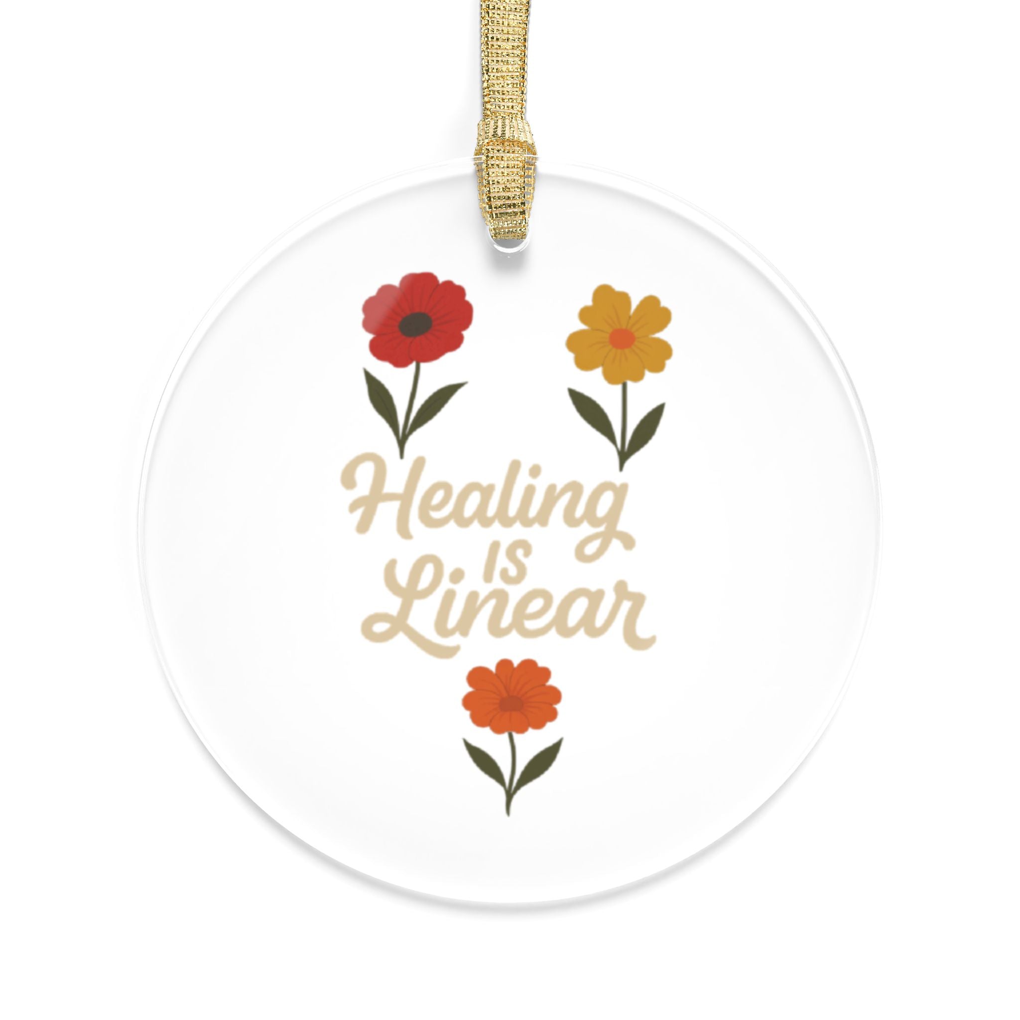Healing is Linear Acrylic Ornaments - Floral Christmas Decor