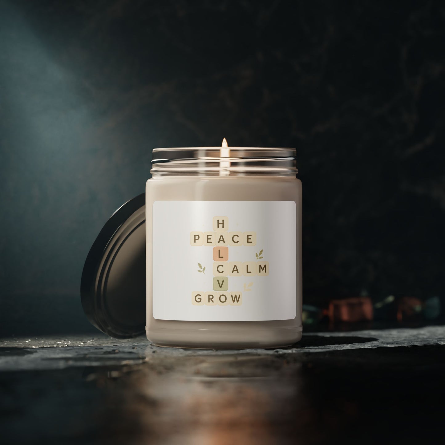Soy Candle — Calm, Peace & Grow Scented Jar (9 oz)