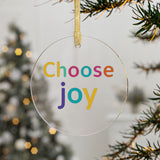 Colorful 'Choose Joy' Acrylic Ornaments