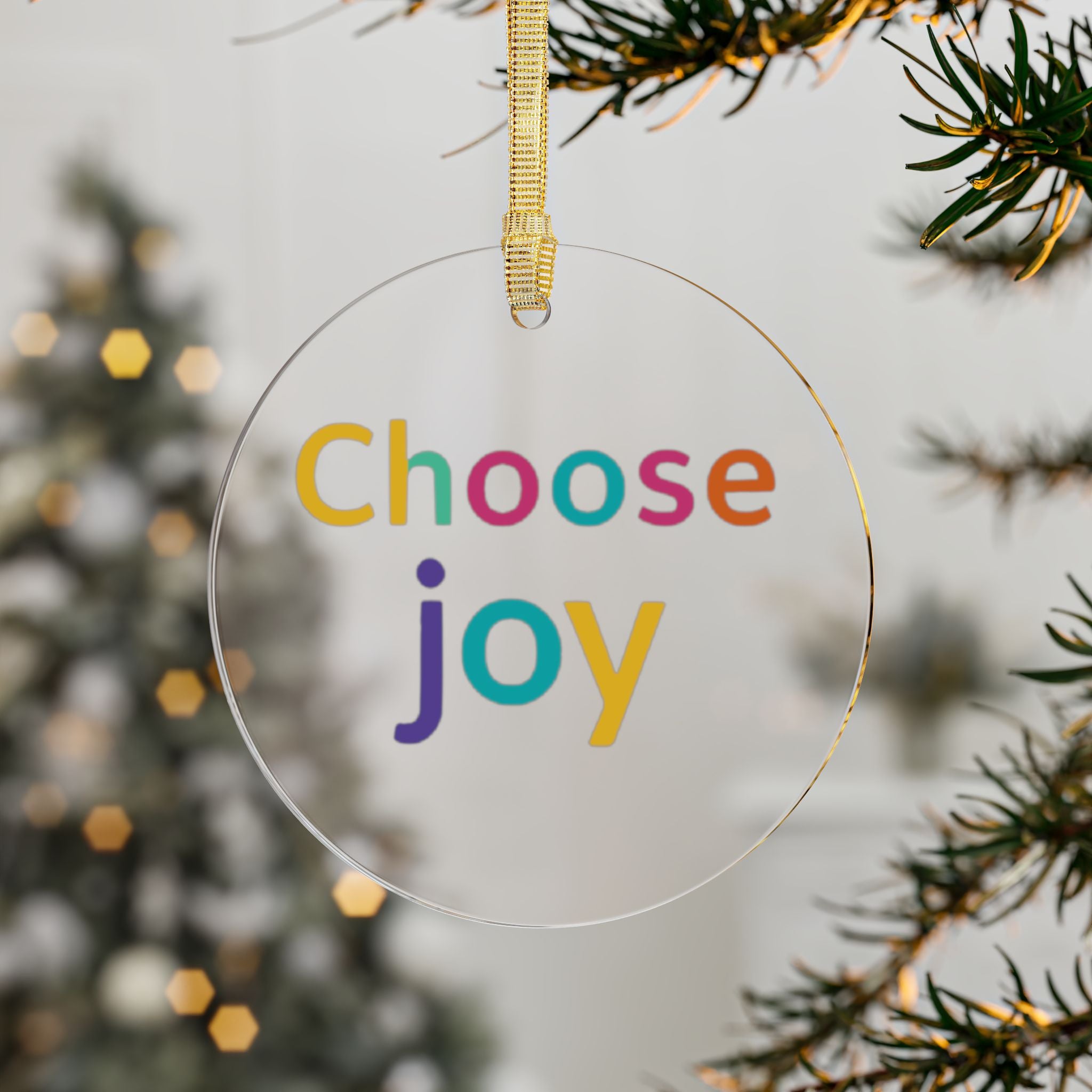 Colorful 'Choose Joy' Acrylic Ornaments
