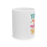 Colorful Motivational Ceramic Mug | Inspirational Gift for Coffee Lovers, Fun Kitchenware, Positive Affirmation Cup, Unique Drinkware