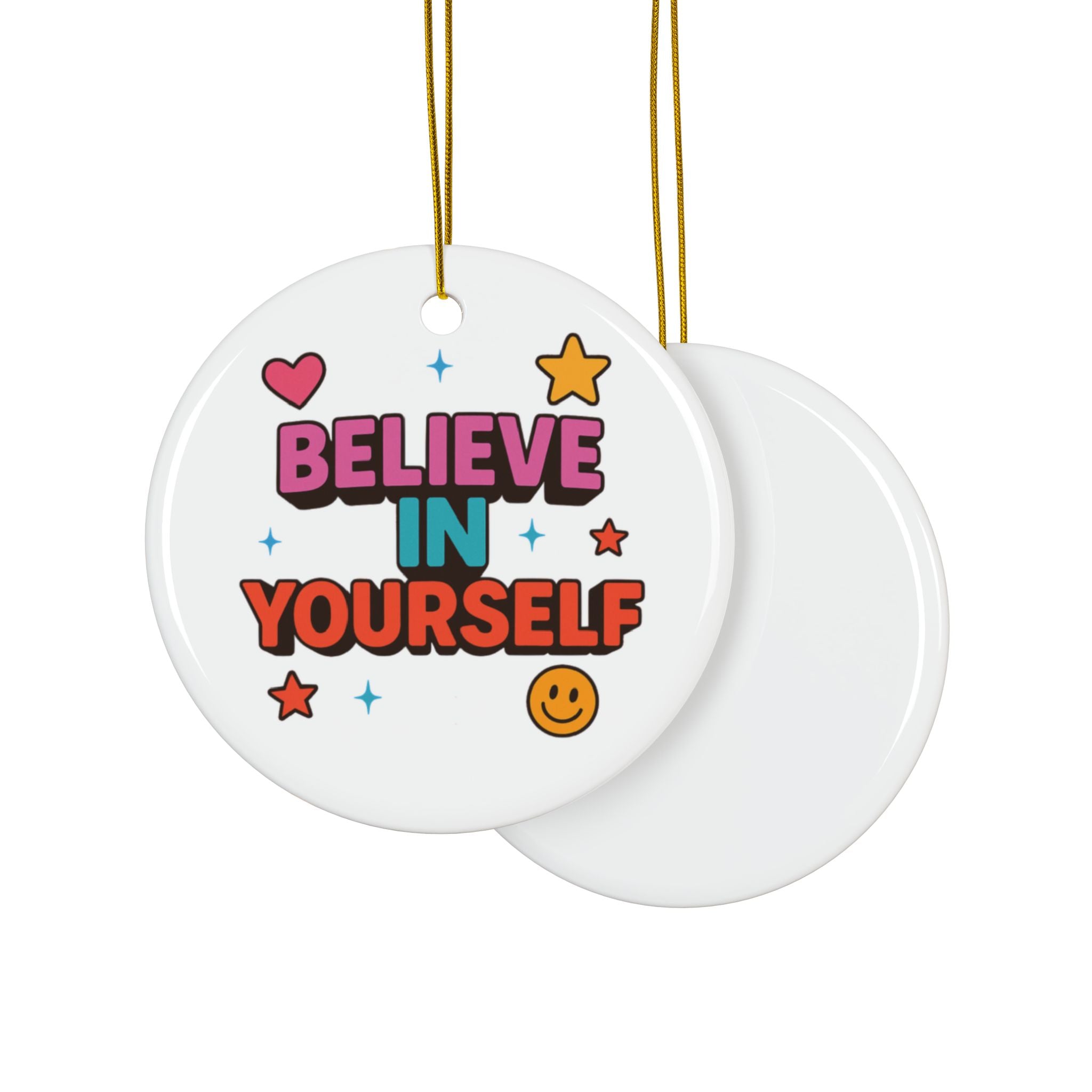 Positive Vibe Ceramic Ornaments, Motivational Decor for Christmas, Gifts for Friends, Home Decor, Circle Ornaments